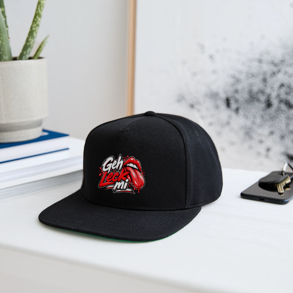 Geh Leck Snapback Cap - Schwarz/Schwarz