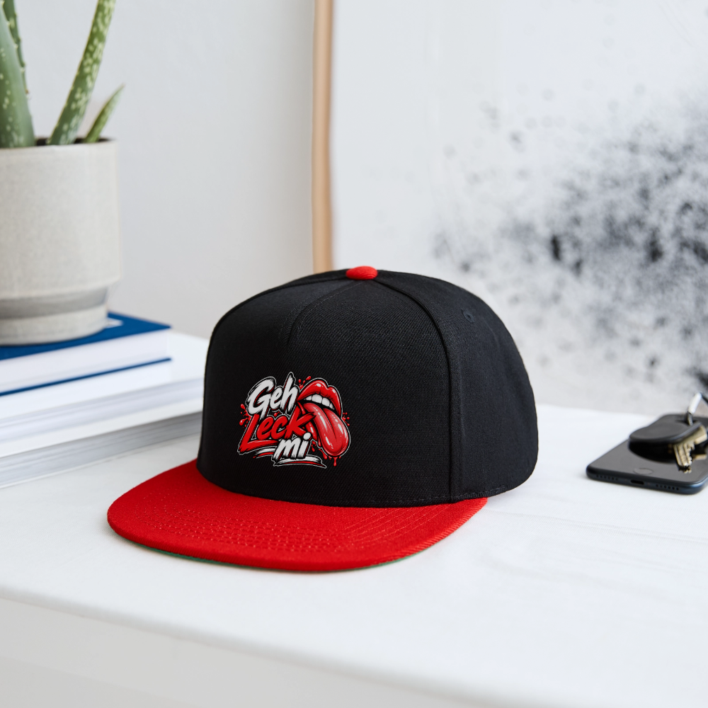 Geh Leck Snapback Cap - Schwarz/Rot
