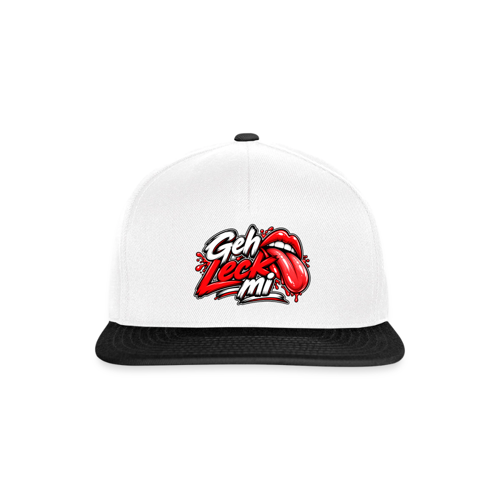 Geh Leck Snapback Cap - Weiß/Schwarz