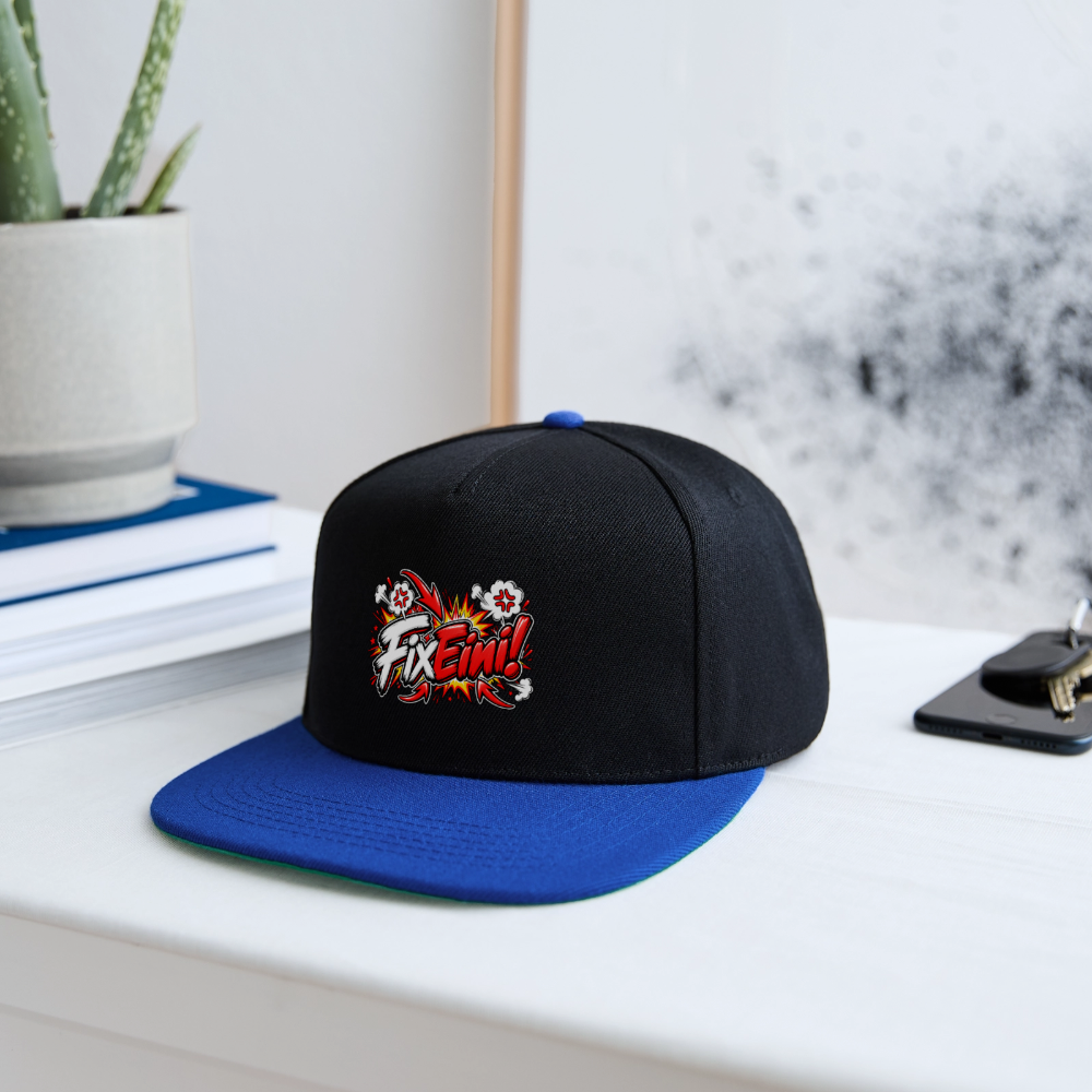 FixEini! Snapback Cap - Schwarz/Königsblau