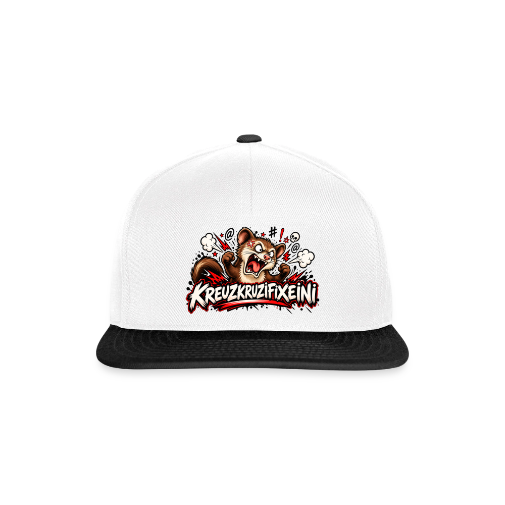 KRUZIFIX Snapback Cap - Weiß/Schwarz