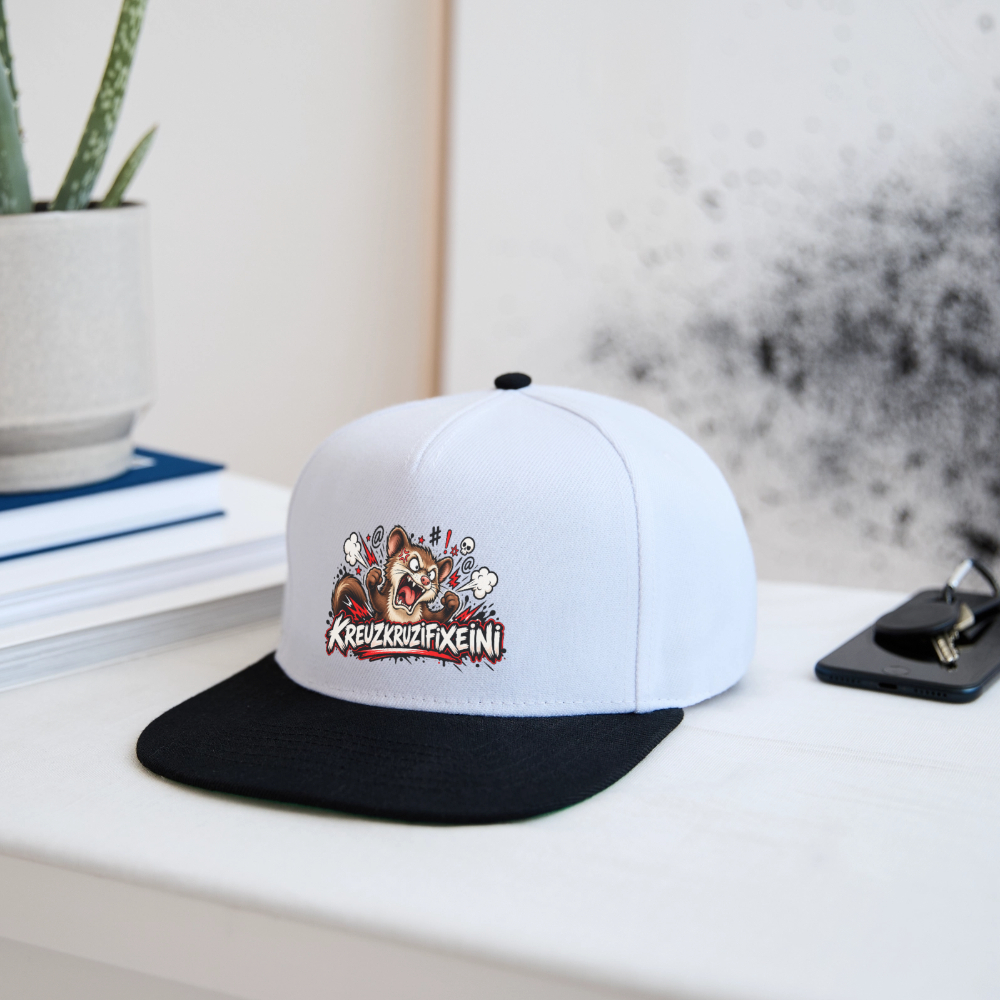 KRUZIFIX Snapback Cap - Weiß/Schwarz