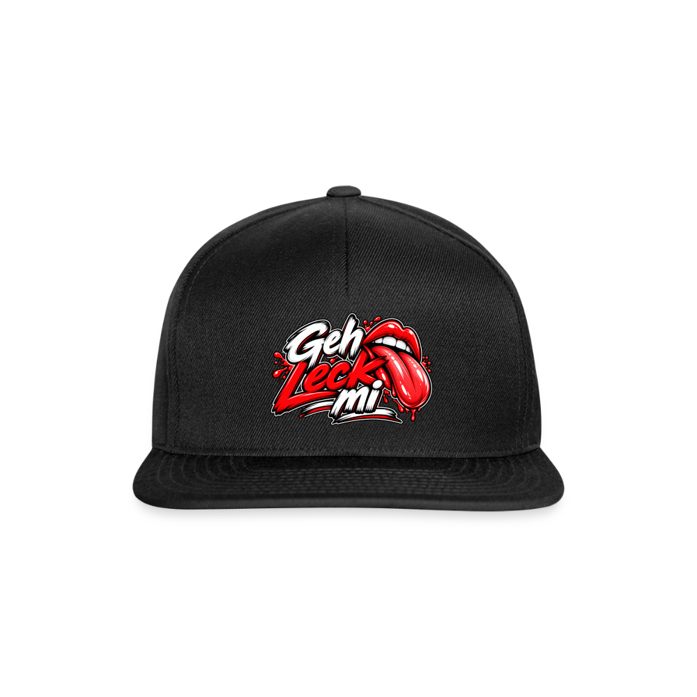 Geh Leck Snapback Cap - Schwarz/Schwarz